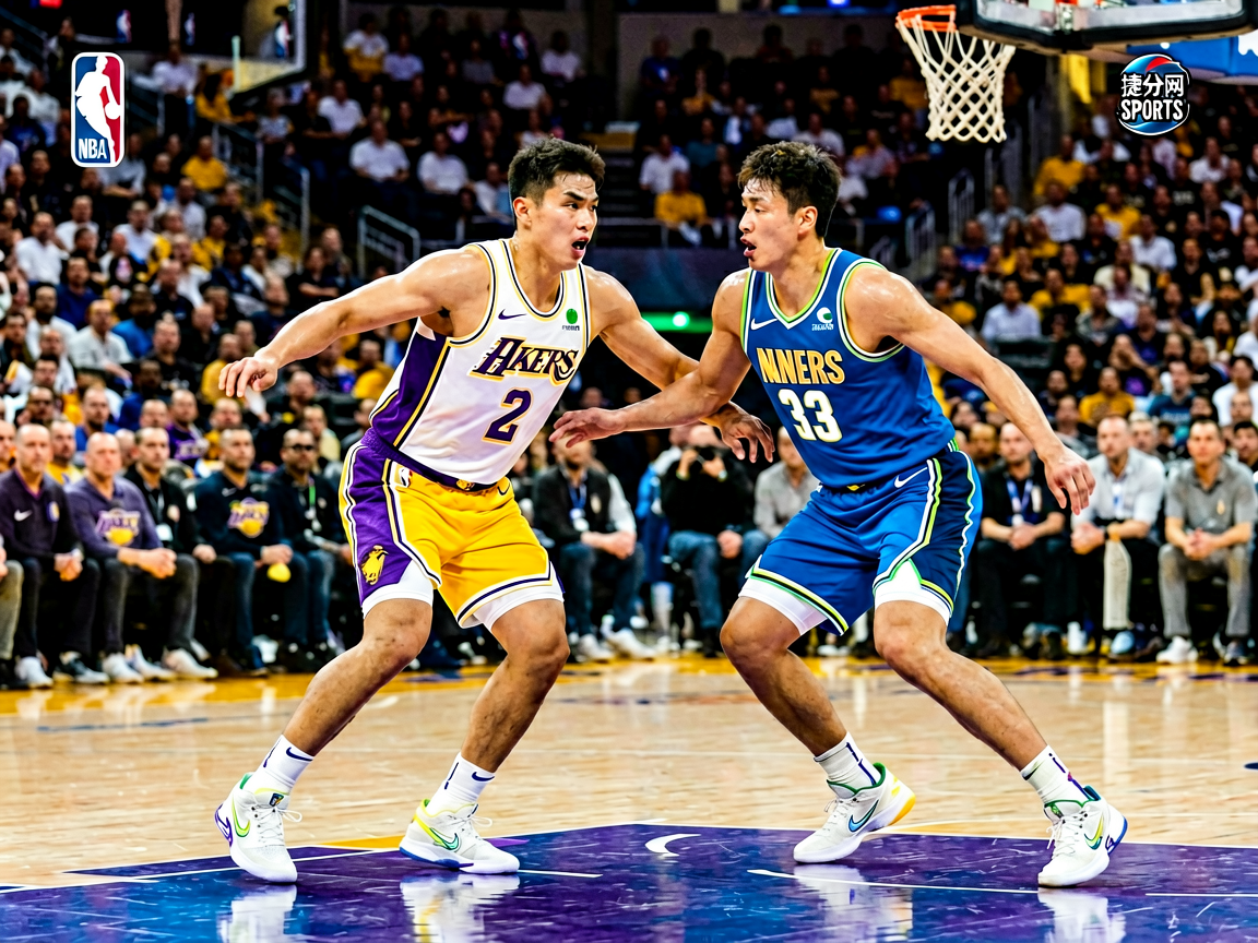 NBA篮球比赛现场,球员激烈对抗,捷报比分篮球赛事配图
