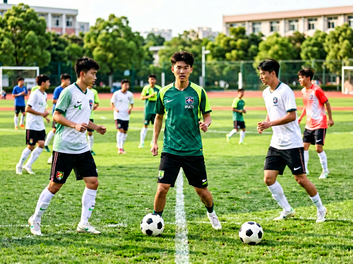 足球青训学院训练场景,捷报比分青训培养配图